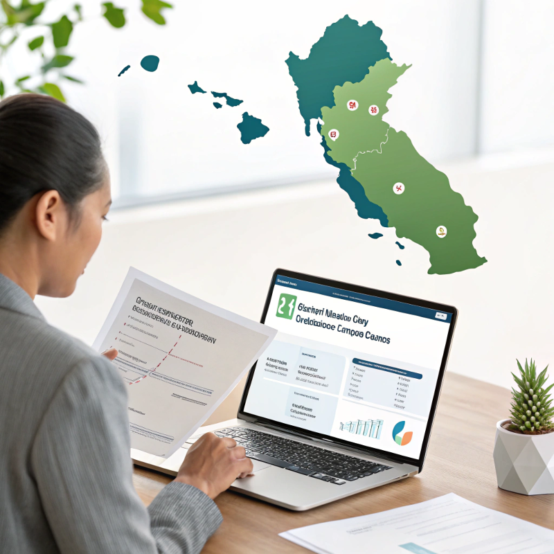 A person reviewing financial documents at a desk with a laptop showing a tribal installment loan application. In the background, a Hawaii state map is visible, highlighting the intersection of tribal lending services and Hawaii residents seeking alternative financing options.